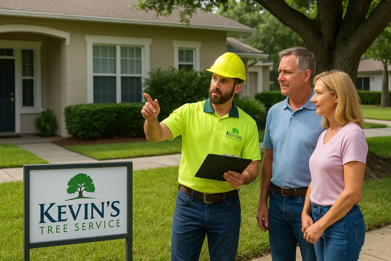 ISA Certified Arborist in Orlando doing an inspection with clients