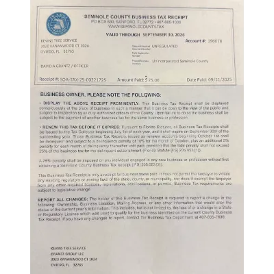 Kevin’s Tree Service — Business license (PDF)