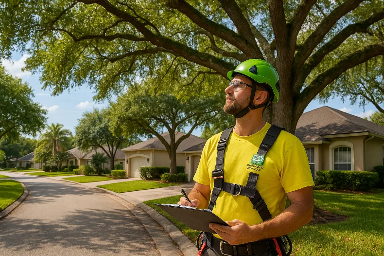 ISA arborist evaluating an oak in Oviedo for trimming vs removal